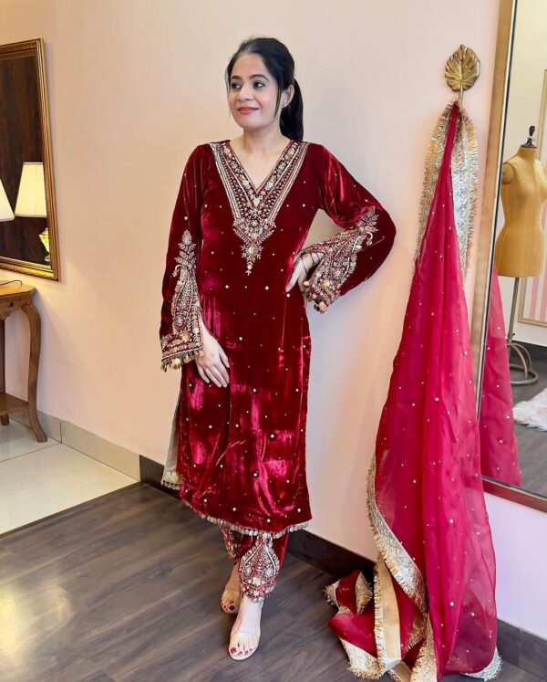 Elegance Velvet Sequence Suit - Image 7